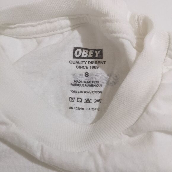 Obey Lips Graphic Crewneck T-shirt White Size Small - Picture 6 of 9